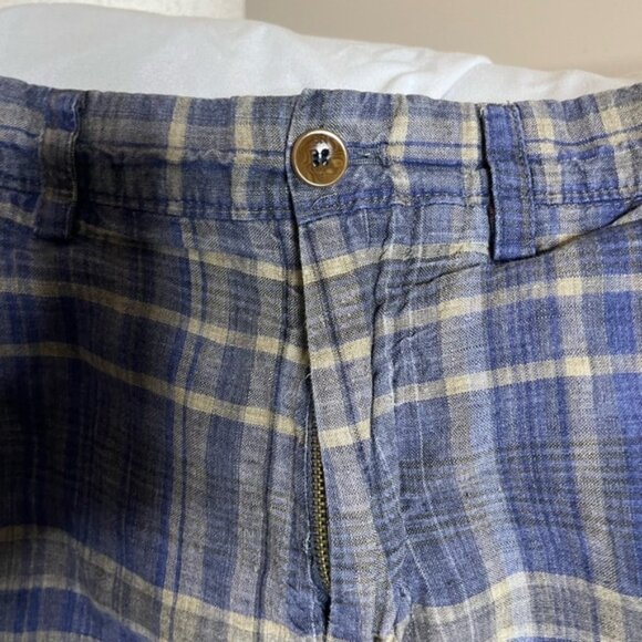 Banana Republic Shorts Mens 33 Waist Plaid Linen Model Chino - Picture 2 of 4
